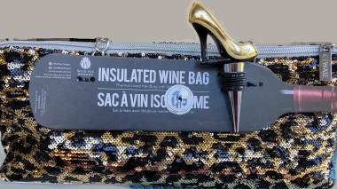 Damska torebka termiczna na wino czarno złote cekiny