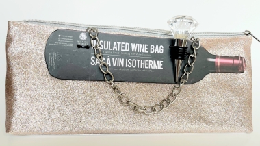 Damska torebka termiczna na wino złoty brokat